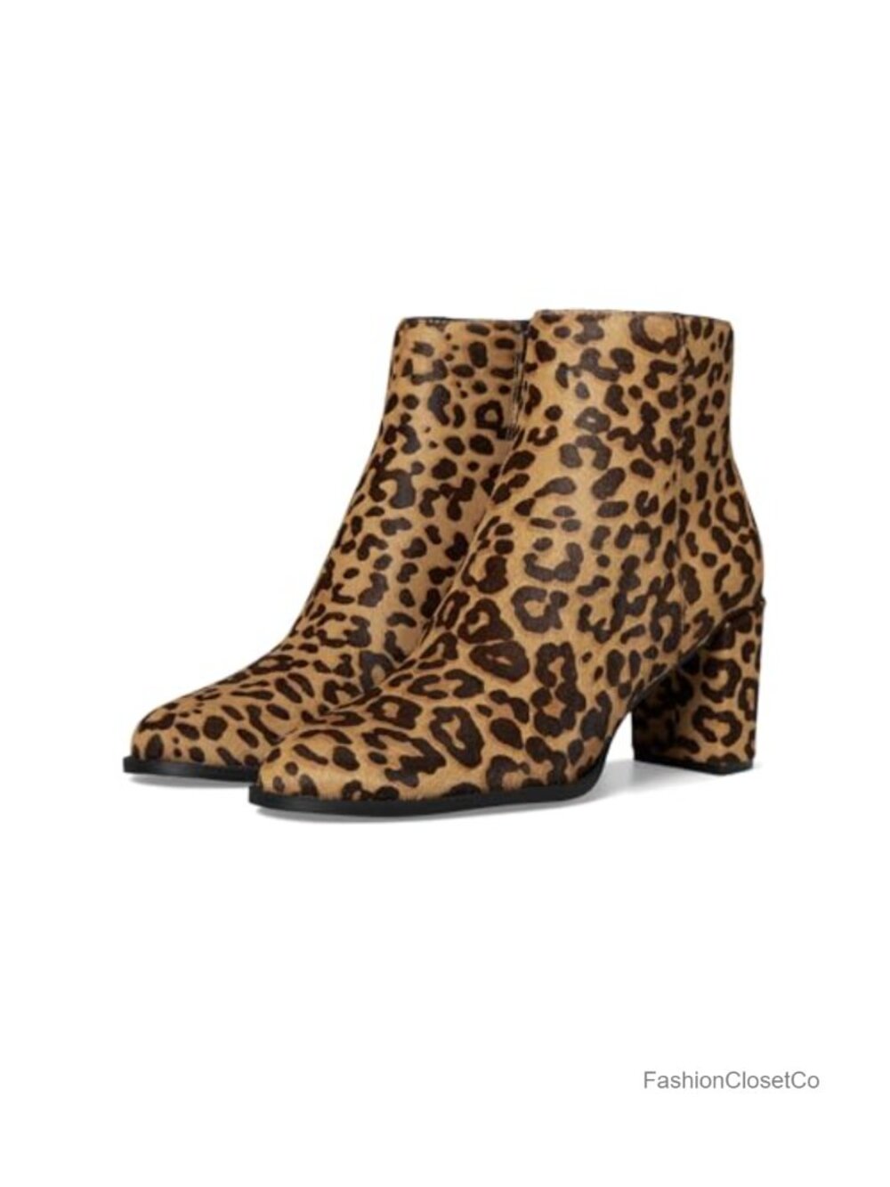 Suede Ankle Boots Block Heel Pull-On Round Toe Bootie (No color)